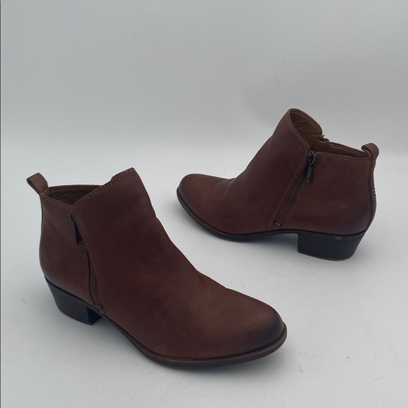 Lucky Brand brown Leather Ankle Booties women 8M casual office retro Y2K boho - Picture 1 of 11